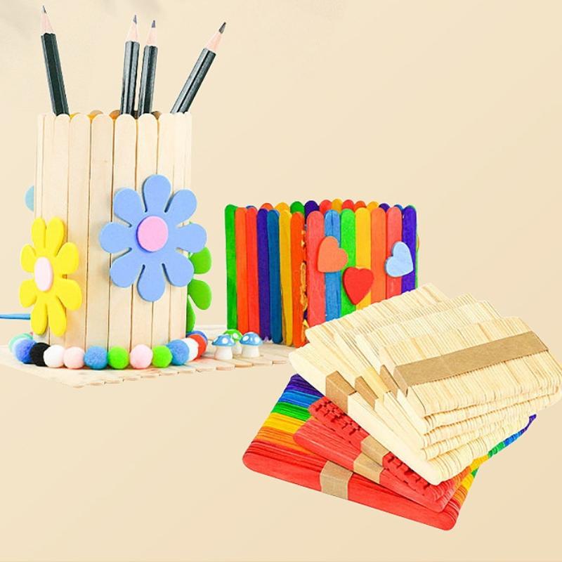 Art Craft With Ice Cream Stick - Bâtonnets de sucettes colorés en bois
